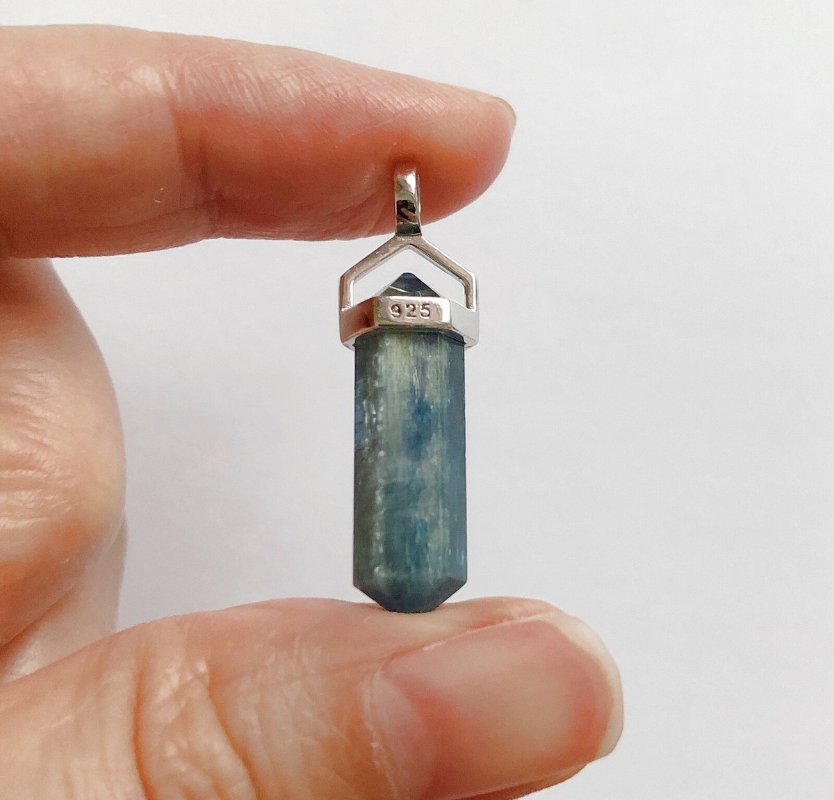 Blue Kyanite Double Terminated Point Pendant 925 Sterling Silver