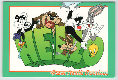 Continental Postcard Looney Tunes Hello From North Carolina