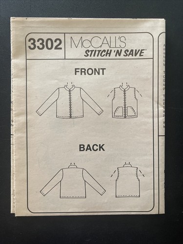 Stitch n Save McCalls Sewing Pattern Jacket Vest 3 4 5 6 Child New Uncut 3302 - Picture 4 of 7