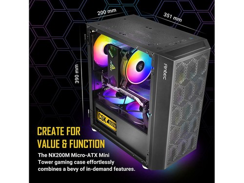 Antec NX200M Micro-ATX Tower, Minitower Computergehäuse mit 120 mm hinterem Lüfter Pre-I - Bild 7 von 12