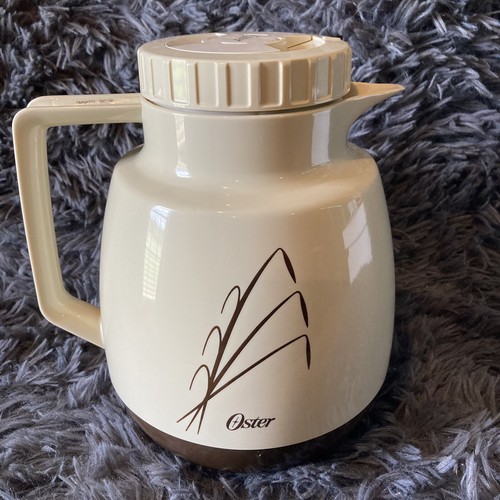Vintage Oster Wheat Design Beige/Brown Glass Lined Carafe Thermos Coffee Tea - Picture 7 of 8