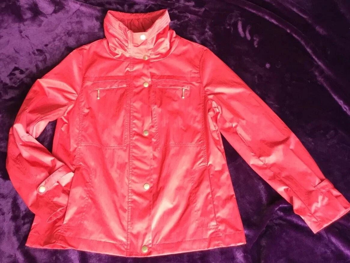 Zenergy By Chico s Vibrant Red Orange Jacket Windbreaker Size 1 eBay