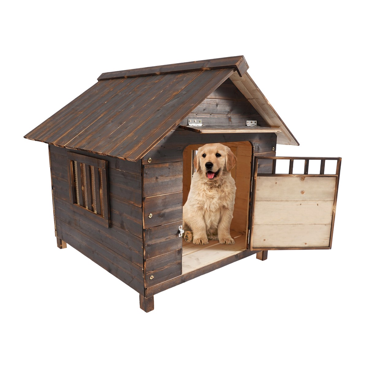 Wooden Indoor Outdoor Dog House Pet Shelter Dog House With Window