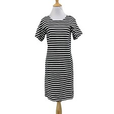 J Crew T Shirt Dress Womens S Small Black White Striped Short Sleeve Stretch Tee