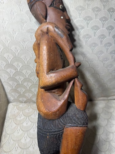 Large Vintage African Man Wood Statue - 21 Inches Tall - Picture 14 of 18