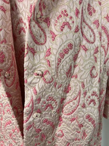 1960s pink metallic brocade evening dress set coat dress fur trim sz 10 vintage - Picture 10 of 13