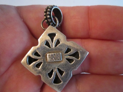 2000 BARSE STERLING SILVER PENDANT WITH ONYX STONES 19g - 1" X 1" TUB JC-4 - Picture 2 of 2