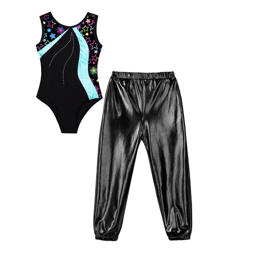 Children Girls Tracksuit Hip Hop Dance Set Printed Patchwork Dancewear Jazz - Picture 30 of 115
