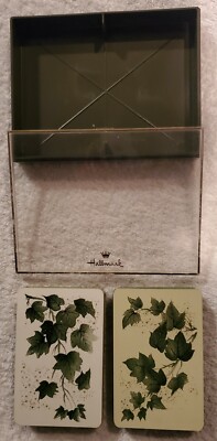 Vtg Hallmark Plastic Coated Playing Cards W. Germany w Case 60s Gold Gilting WOW