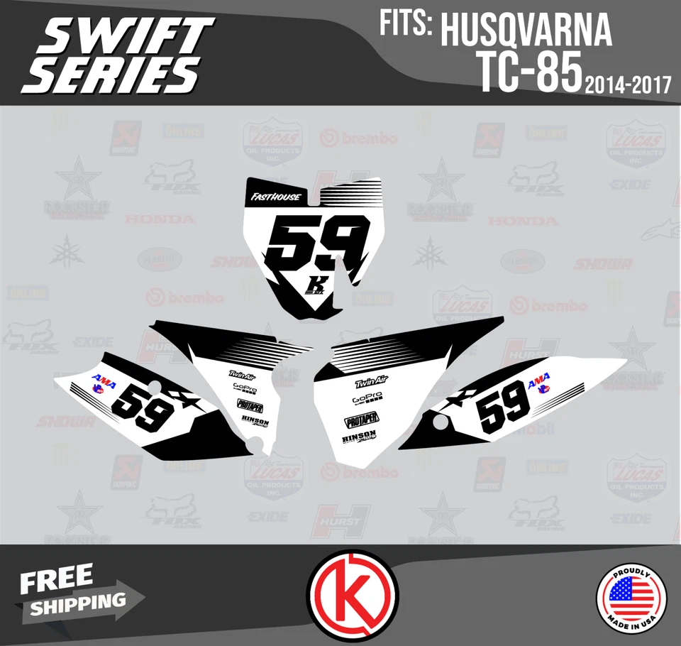 图形套件适用于 Husqvarna TC85 2014 2015 2016 2017 Swift-白色 — 第 3/4 张图片