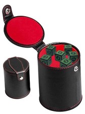 6 16mm Numbers Dice Green Black PU Leather Red Felt Dice Cup with Compartment