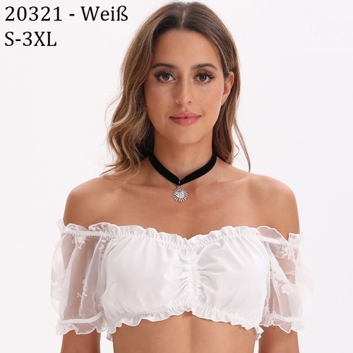 Elegante Dirndlbluse Trachtenbluse Kurzarmige Oktoberfest Multi-Style S-5XL Neu - Bild 9 von 28