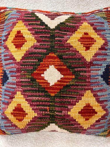 Fundas de cojín Afghan Kilim 100 % lana hechas a mano - multicolor - Imagen 57 de 91