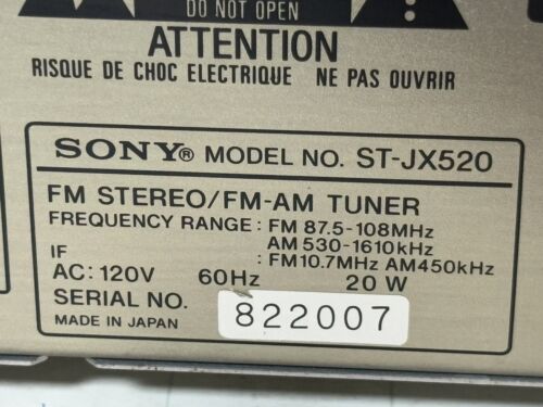 Vintage Sony ST-JX520 FM Stereo AM FM Tuner Radio Tested Working - Picture 8 of 8