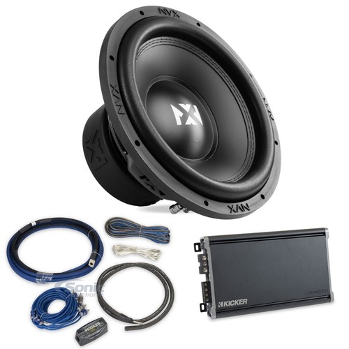 (2) NVX 12" VSW122V3 Subwoofers + Kicker CX1200.1 Amplifier Bundle Package