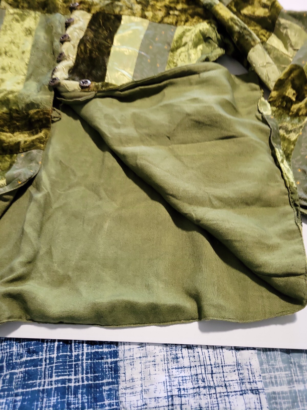 Papillion Jacket Green Patchwork rayon  Velvet Tu… - image 9