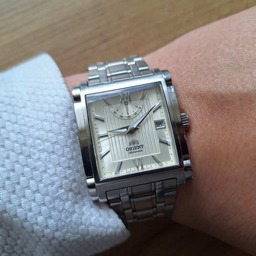Orient Gangreserve Uhr, Square Orient Uhr, große Uhr, klassische Automatik - Bild 15 von 15
