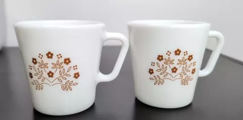 2 Vintage Pyrex Summer Impressions Coffee Mug Cup Milk Glass Ginger