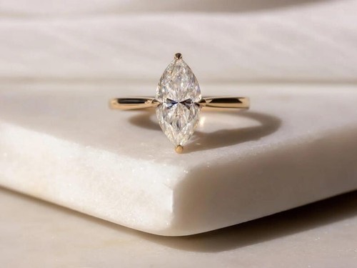 1.50Ct Marquise IGI E-VS1 Lab Grown Diamond Solitaire Ring 14K Yellow Gold - Picture 6 of 8