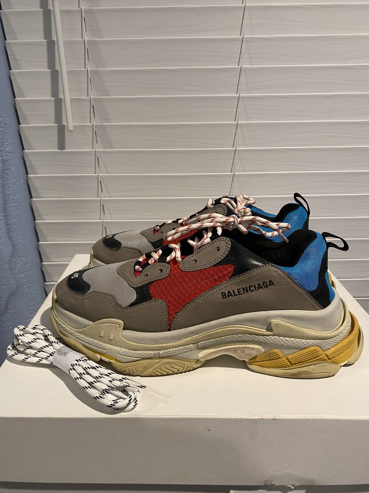 Size 12 - Balenciaga Triple S Blue Red - image 1