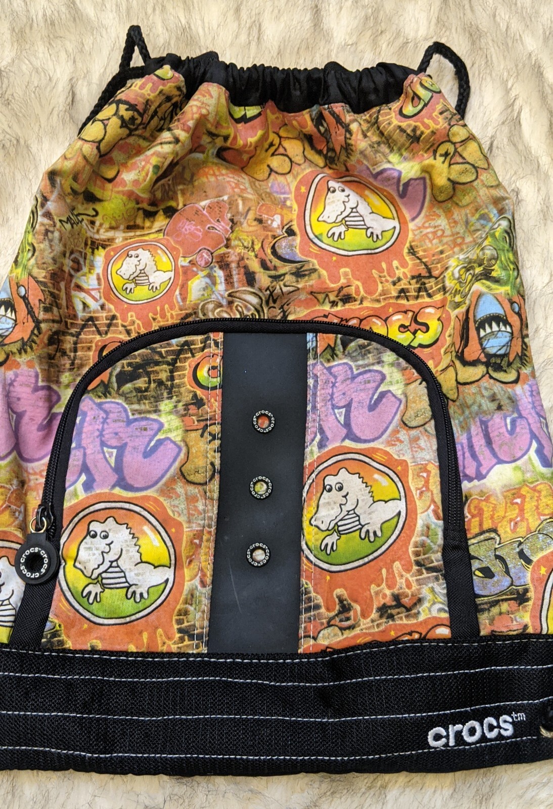 Crocs Sackpack Drawstring Backpack Bag Graffiti L… - image 4