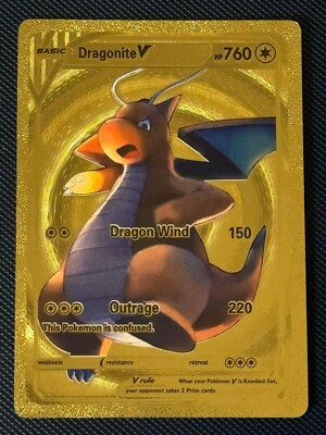 dragonite pokemon card for sale Pokemon Dragonite V GOLD DISPLAY Card MINT CONDITION.-