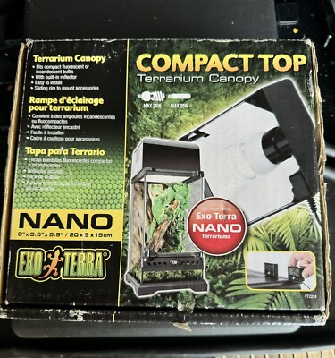 EXO TERRA Compact Top Terrarium Canopy Light Nano 8'' x 3.5'' x 5.9'' '' New In Box