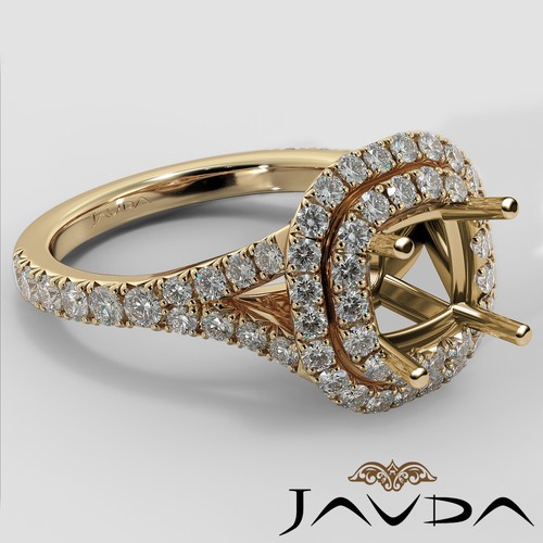 Anillo de compromiso de diamante halo doble corte francés cojín semi montaje 1,4 quilates - Imagen 6 de 32