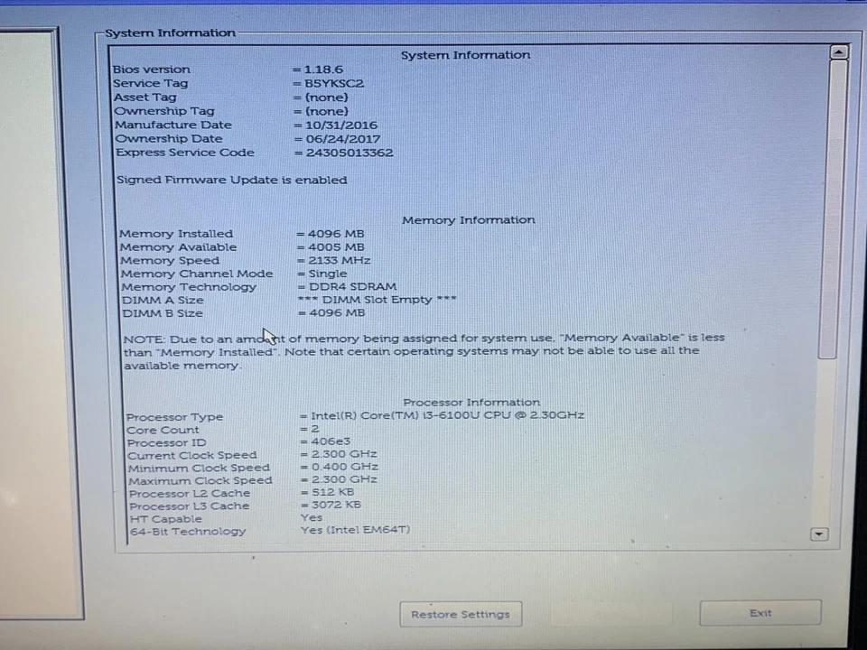 Dell Latitude E5570 15.6" LAPTOP / i3-6TH / 4GB RAM / 128GB SSD / OS (OFFERS OK) - Image 3 of 4