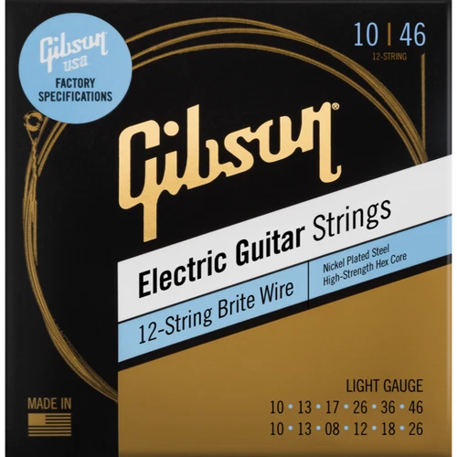 Gibson Brite Wire Strings, 12-String Set, Light .010-.046 - .010-.026