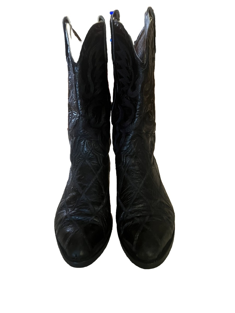 Pistolero Mens Ostrich Black Cowboy Western Boots Men display picture 1