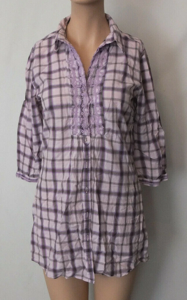 TOM TAILOR Blusa Donna A Quadri - Maniche Lunghe, Colletto Classico, Chiusura Con Bottoni