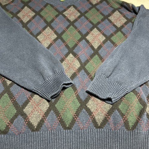 Maglione maglia pesante vintage Hill & Archer uomo XL Argyle blu diamante - Foto 3 di 9