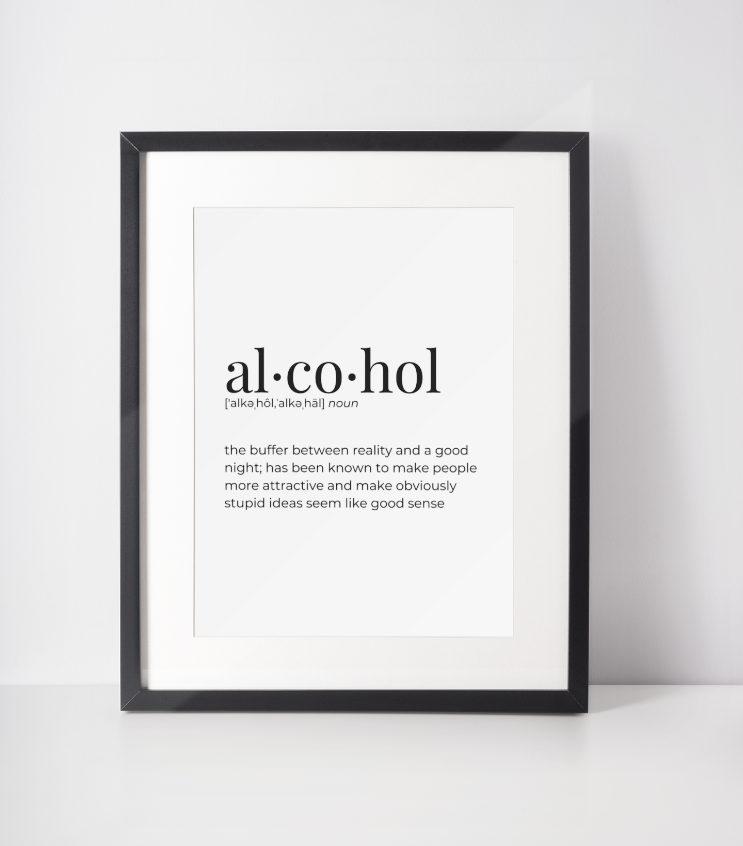 Alcohol Definition Wall Art Print 5 x 7 Matted & Framed (8 x 10