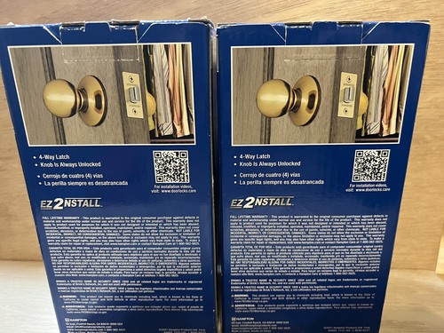 New & Sealed Two! BRINKS Interior Non-Locking Polished Brass Ball door knobs - Picture 3 of 3