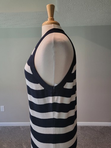 Old Navy – Navy Blue/White Stripe Sleeveless Ribbed Sweater Maxi Dress -Size XXL - Picture 7 of 20