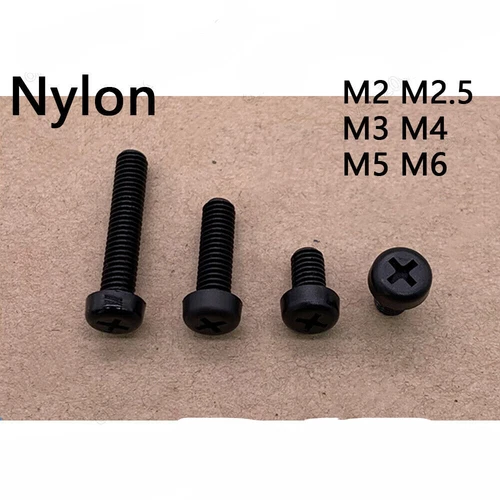 M2 M3 M4 M5 M6 Schwarz Nylon Kunststoff Linsenkopfschrauben mit Kreuzschlitz
