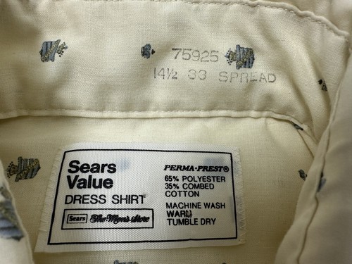 Vintage 70s Sears Shirt Men Small Crest Crown Print Long Sleeve Disco Retro EUC - Picture 15 of 18