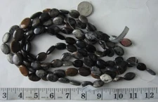 5 Strands Gemstone Bead Lot 13 x 18mm Oval Pyrite Silver Leaf Destash 84