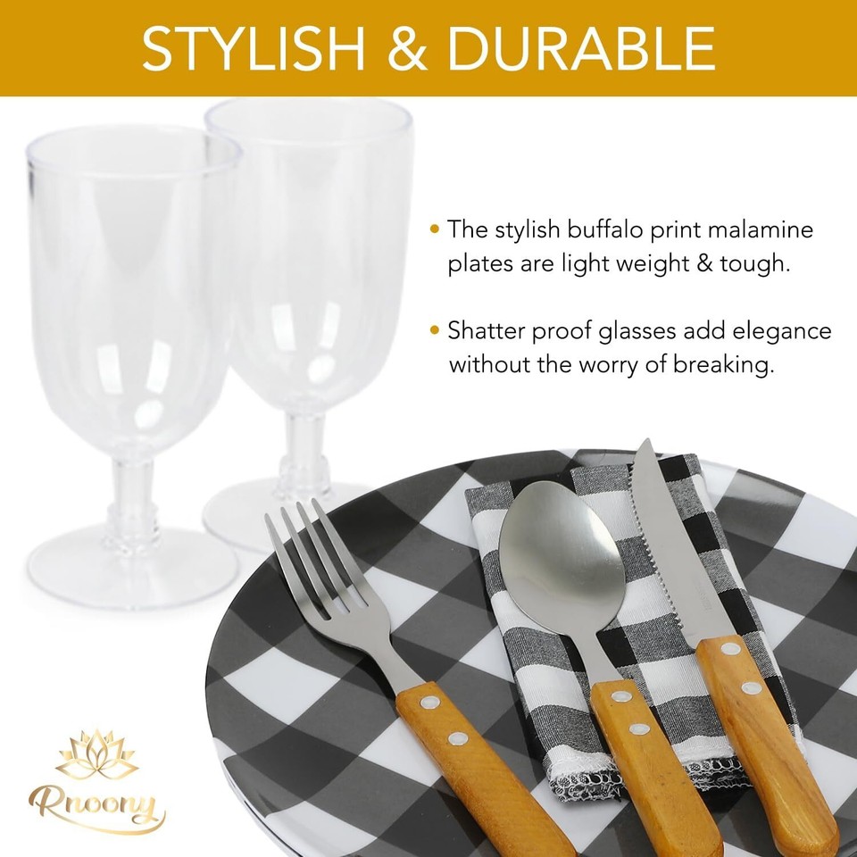 Rnoony Picnic Backpack for Camping, Picnic Basket for 2 with Insulated