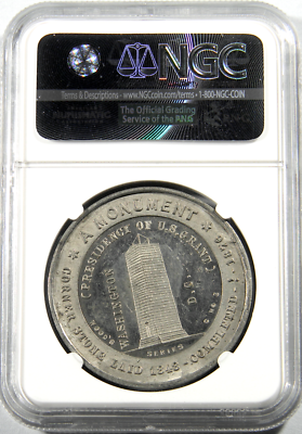 1875 Washington Monument 2nd Reverse Satirical Medal NGC PF 62 R-5