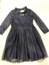 NWT Zunie girl navy blue long-sleeve lace HOLIDAY wedding formal party dress 5