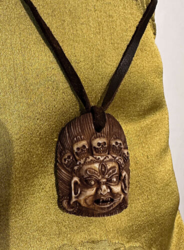 Aufwendig gearbeiteter MAHAKALA Anhänger AMULETT aus Yak Knochen Tibet - Bild 2 von 4