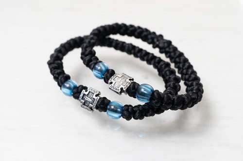 Handmade 33-Knot Prayer Rope Bracelet komboskoini With metal Cross Prayer on it - Picture 9 of 28