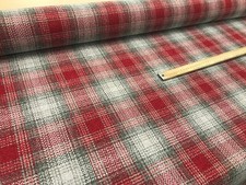 NEXT CHECK fabric tweedy upholstery material 140 cms wide curtains  red/grey