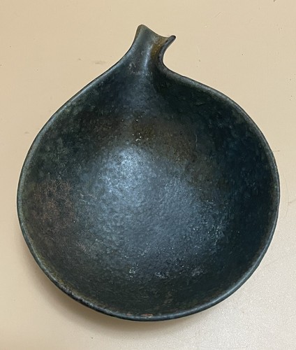 Vintage Alvino Bagni attributed Italian Ceramic Ashtray with Avocado Skin Glaze - Picture 7 of 24