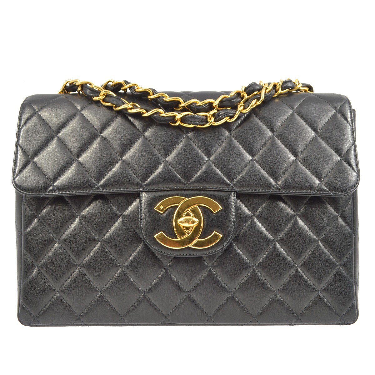 Chanel Black Lambskin Jumbo Classic Flap Bag 120049 | eBay