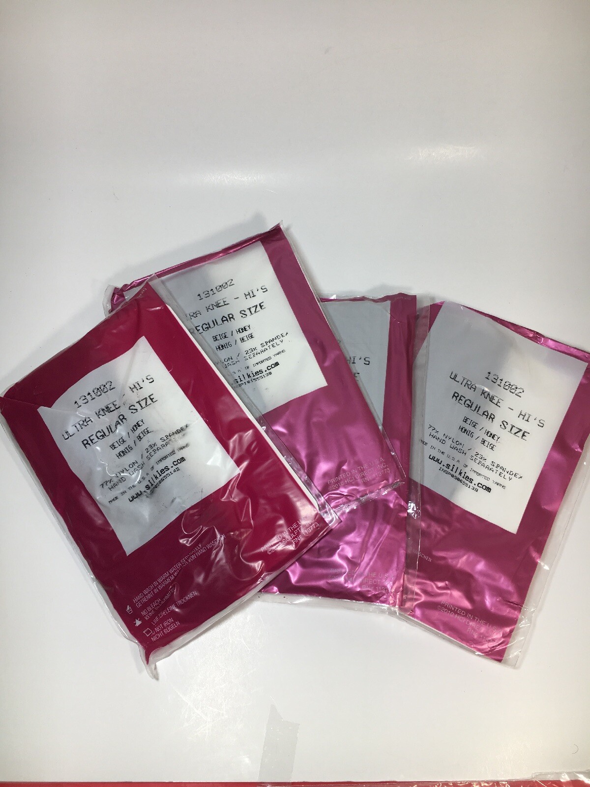 Silkies Pantyhose Lot Of 4 Medium Beige Honey Ultra Knee Hi’s 131002 #4