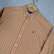 Polo Ralph Lauren Shirt Adult L Orange Striped Mens Vintage Classic Fit Oxford
