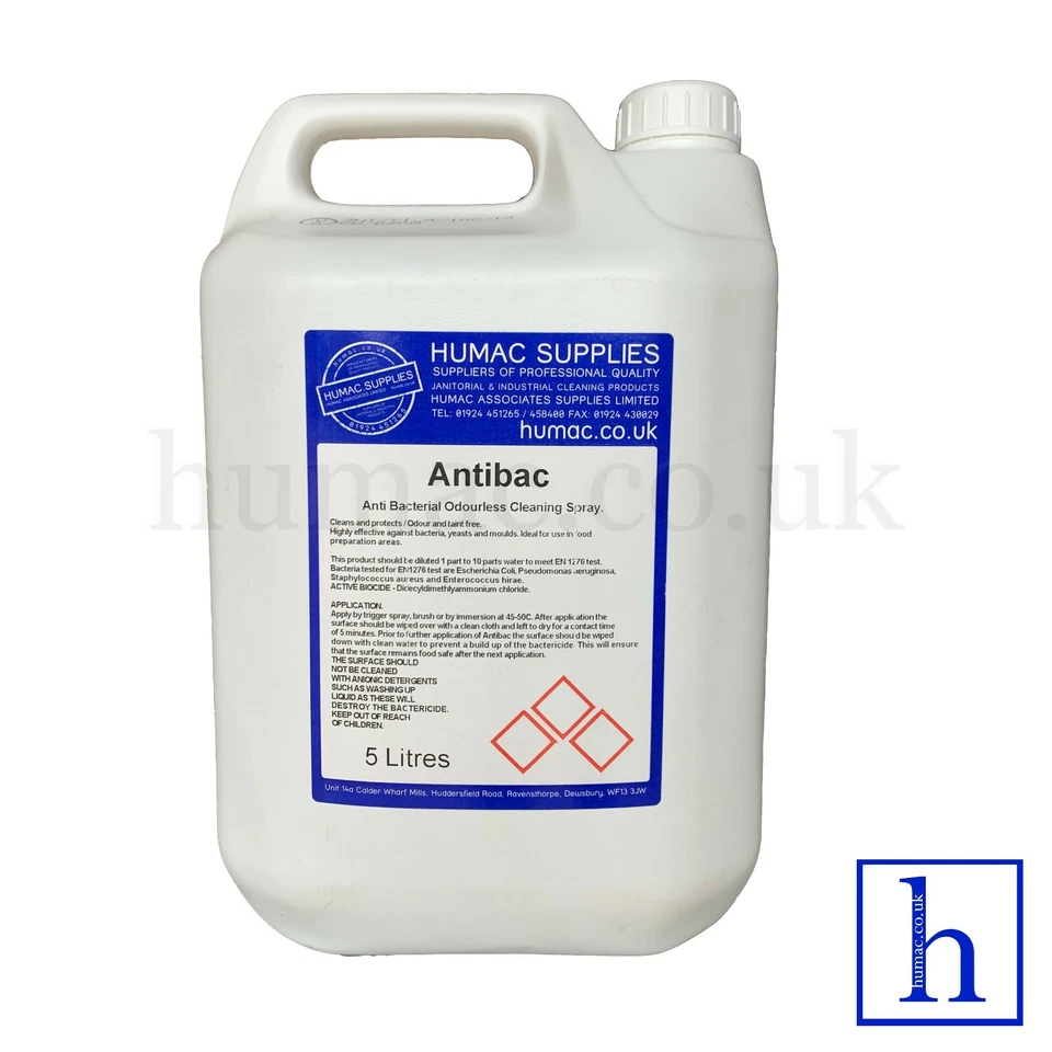 HUMAC 5L AntiBac 30 second Fast Action Anti Bacterial Odourless Cleaning Spray 5 LITRE